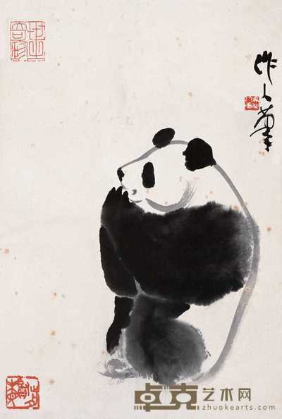 吴作人 熊猫 镜心 33.5×22.5cm
